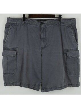 Izod Men's Size 42 Gray Cotton Casual Flat Front Cargo Shorts